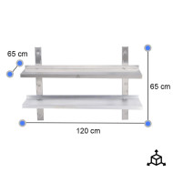 Estante de Pared Doble Liso Ajustable 1200x650 | Gastroten