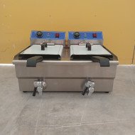 10. Freidora Industrial Eléctrica Doble 6+6 Litros con grifo Sobremesa