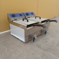 10. Freidora Industrial Eléctrica Doble 6+6 Litros con grifo Sobremesa
