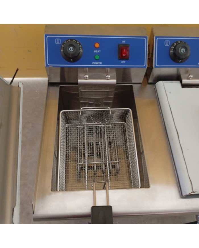 10. Freidora Industrial Eléctrica Doble 6+6 Litros con grifo Sobremesa