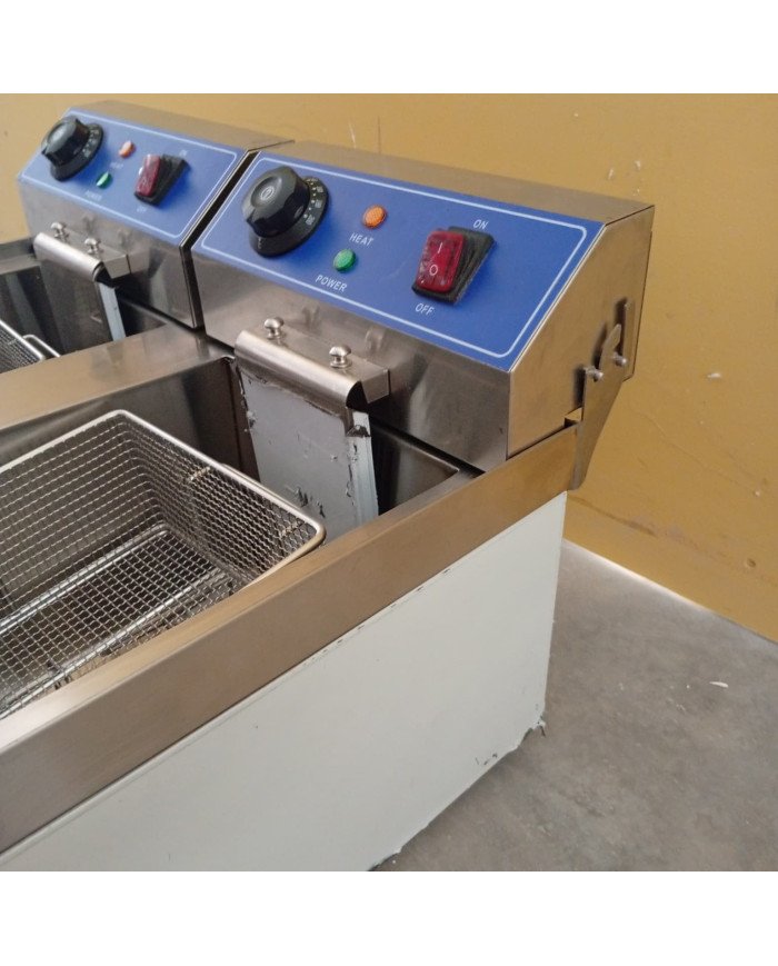 10. Freidora Industrial Eléctrica Doble 6+6 Litros con grifo Sobremesa