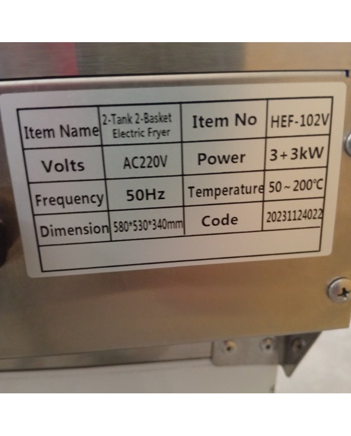 10. Freidora Industrial Eléctrica Doble 6+6 Litros con grifo Sobremesa