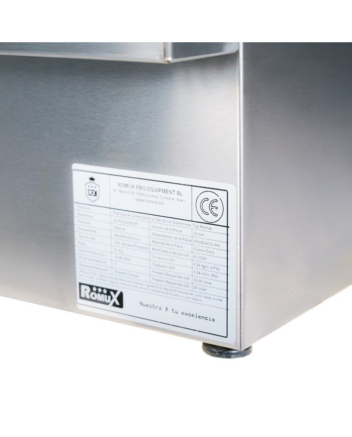 Plancha a gas 50 cm top romux