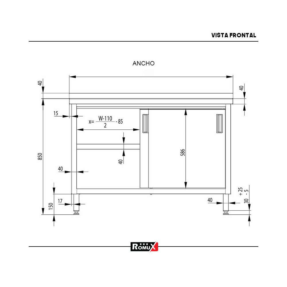 Mesa De Trabajo Acero Inoxidable Para Hosteleria Romux 800X800 Mm ROM