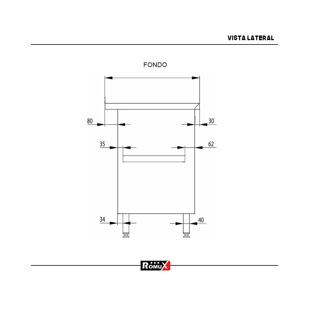 Mesa De Trabajo Acero Inoxidable Para Hosteleria Romux 800X800 Mm ROM