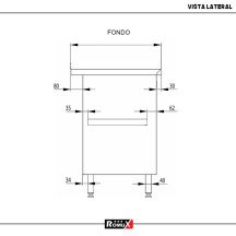 Mesa De Trabajo Acero Inoxidable Para Hosteleria Romux 1200X800 Mm RO