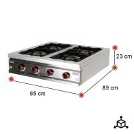 Cocina Industrial 4 Fuegos Gas 90x85 cm Romux | Equipamiento Industrial