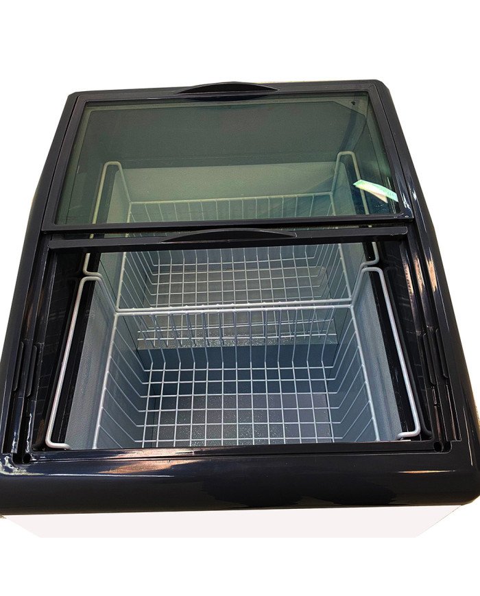 Isla de Congelación para Helados 138 Litros con 2 Puertas Correderas Cristal Curvo Blanca | Equipamiento Hostelería