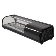 Vitrina Refrigerada de Tapas de 42 Litros Cristal Curvo 4 Cubetas GN 1/3 Negra | Equipamiento Industrial