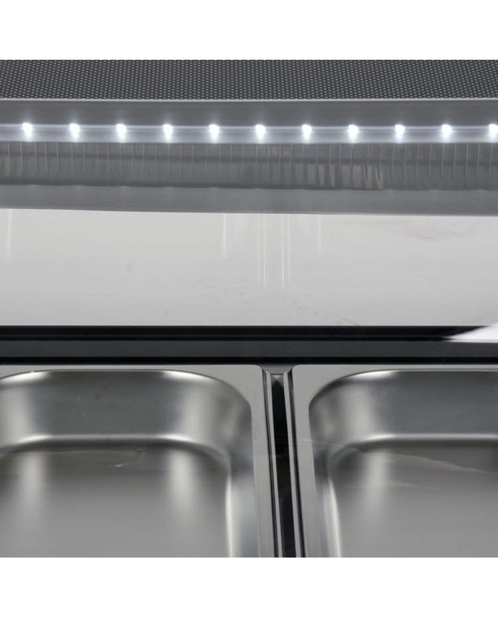 Vitrina Refrigerada de Tapas de 42 Litros Cristal Curvo 4 Cubetas GN 1/3 Negra | Equipamiento Industrial