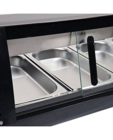 Vitrina Refrigerada de Tapas de 42 Litros Cristal Curvo 4 Cubetas GN 1/3 Negra | Equipamiento Industrial
