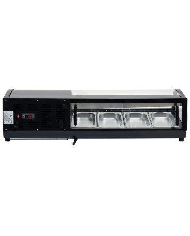 Vitrina Refrigerada de Tapas de 42 Litros Cristal Curvo 4 Cubetas GN 1/3 Negra | Equipamiento Industrial