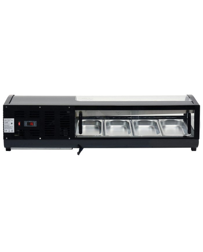 Vitrina Refrigerada de Tapas de 42 Litros Cristal Curvo 4 Cubetas GN 1/3 Negra | Equipamiento Industrial