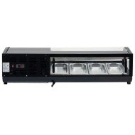 Vitrina Refrigerada de Tapas de 42 Litros Cristal Curvo 4 Cubetas GN 1/3 Negra | Equipamiento Industrial