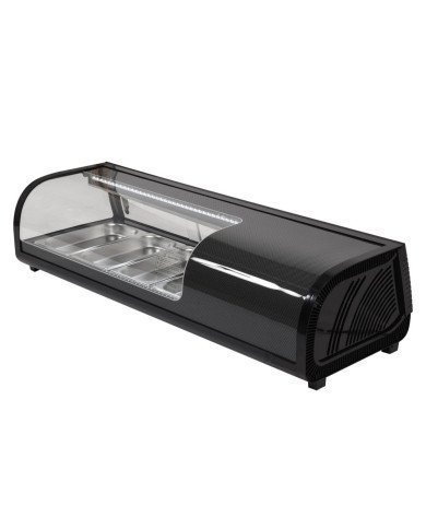 Vitrina Refrigerada de Tapas de 42 Litros Cristal Curvo 4 Cubetas GN 1/3 Negra | Equipamiento Industrial