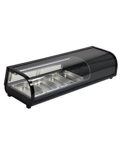 Vitrina Refrigerada de Tapas de 42 Litros Cristal Curvo 4 Cubetas GN 1/3 Negra | Equipamiento Industrial