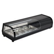 Vitrina Refrigerada de Tapas de 42 Litros Cristal Curvo 4 Cubetas GN 1/3 Negra | Equipamiento Industrial