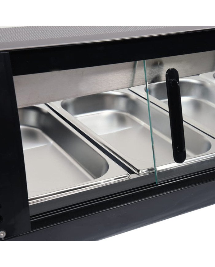 Vitrina Refrigerada de Tapas de 62 Litros Cristal Curvo 6 Cubetas GN 1/3 Negra | Equipamiento Industrial