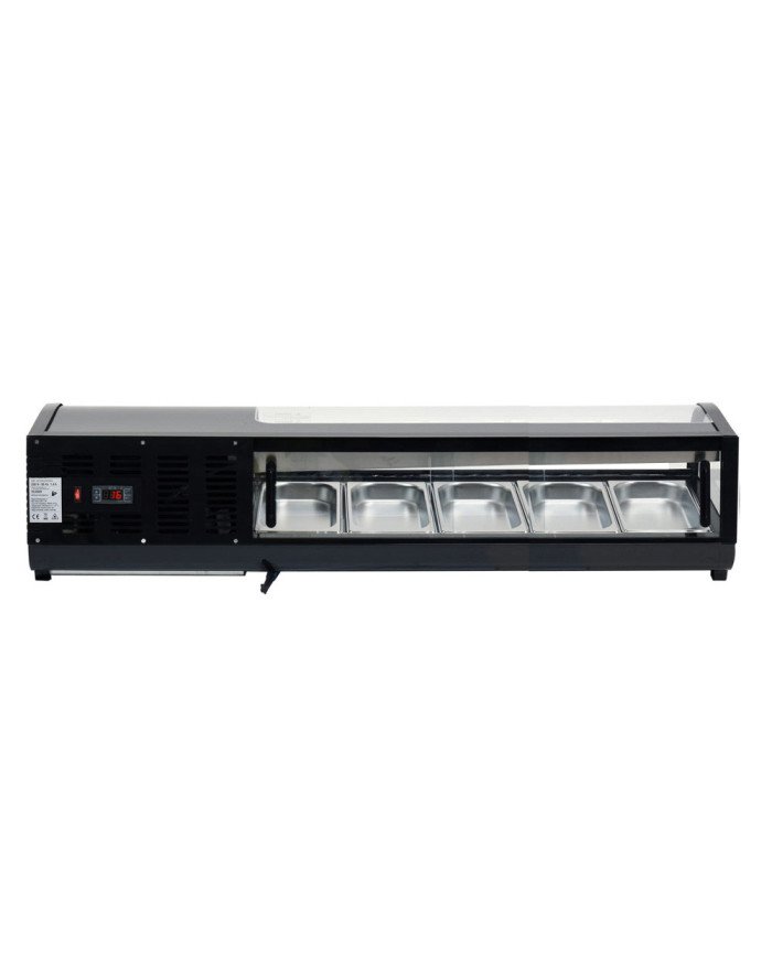 Vitrina Refrigerada de Tapas de 52 Litros Cristal Curvo 5 Cubetas GN 1/3 Negra | Equipamiento Industrial