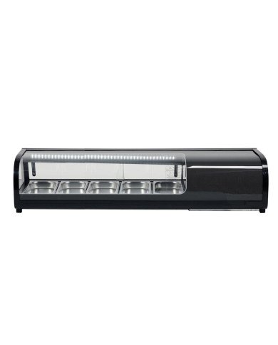 Vitrina Refrigerada de Tapas de 52 Litros Cristal Curvo 5 Cubetas GN 1/3 Negra | Equipamiento Industrial