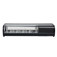 Vitrina Refrigerada de Tapas de 52 Litros Cristal Curvo 5 Cubetas GN 1/3 Negra | Equipamiento Industrial
