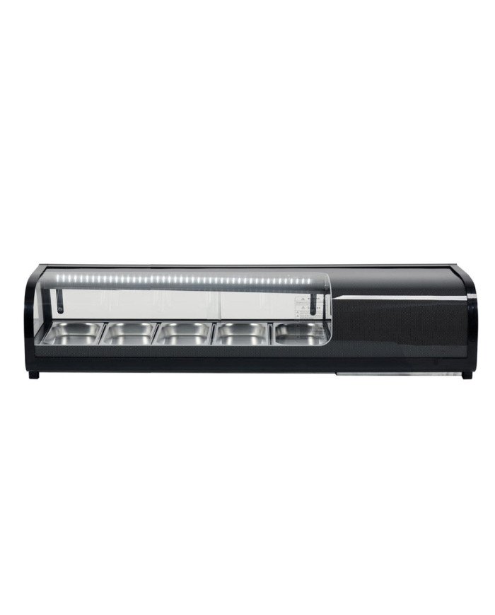 Vitrina Refrigerada de Tapas de 52 Litros Cristal Curvo 5 Cubetas GN 1/3 Negra | Equipamiento Industrial