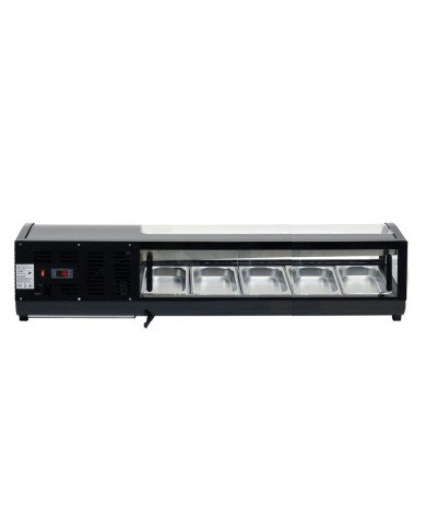 Vitrina Refrigerada de Tapas de 52 Litros Cristal Curvo 5 Cubetas GN 1/3 Negra | Equipamiento Industrial