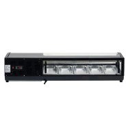 Vitrina Refrigerada de Tapas de 52 Litros Cristal Curvo 5 Cubetas GN 1/3 Negra | Equipamiento Industrial