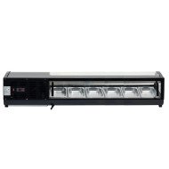 Vitrina Refrigerada de Tapas de 62 Litros Cristal Curvo 6 Cubetas GN 1/3 Negra | Equipamiento Industrial