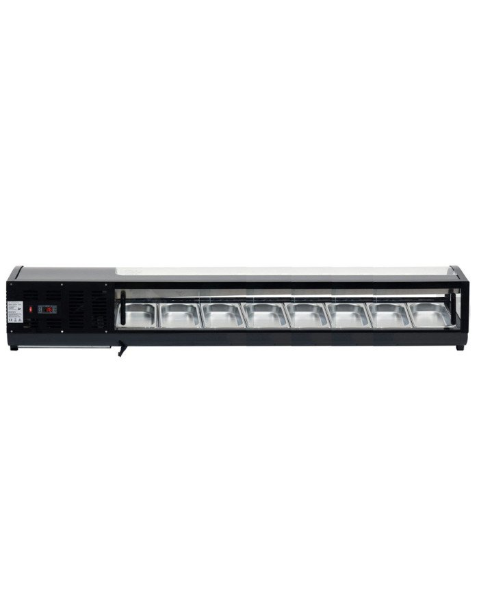Vitrina Refrigerada de Tapas de 132 Litros Cristal Curvo 8 Cubetas GN 1/3 Negra | Equipamiento Industrial