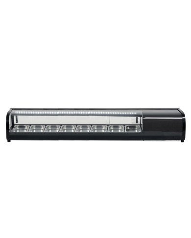 Vitrina Refrigerada de Tapas de 132 Litros Cristal Curvo 8 Cubetas GN 1/3 Negra | Equipamiento Industrial