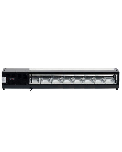 Vitrina Refrigerada de Tapas de 132 Litros Cristal Curvo 8 Cubetas GN 1/3 Negra | Equipamiento Industrial