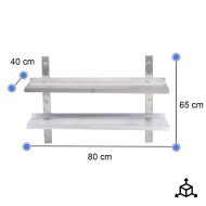 Estante de Pared Doble Liso Ajustable 800x650 | Gastroten
