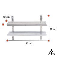 Estante de Pared Doble Liso Ajustable 1200x650 | Gastroten