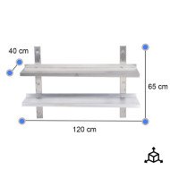 Estante de Pared Doble Liso Ajustable 1200x650 | Gastroten