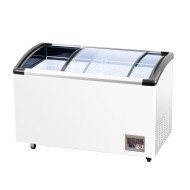 Isla de Congelación 380 Litros con 2 Puertas Correderas Cristal Curvo Blanca | Equipamiento Hostelería