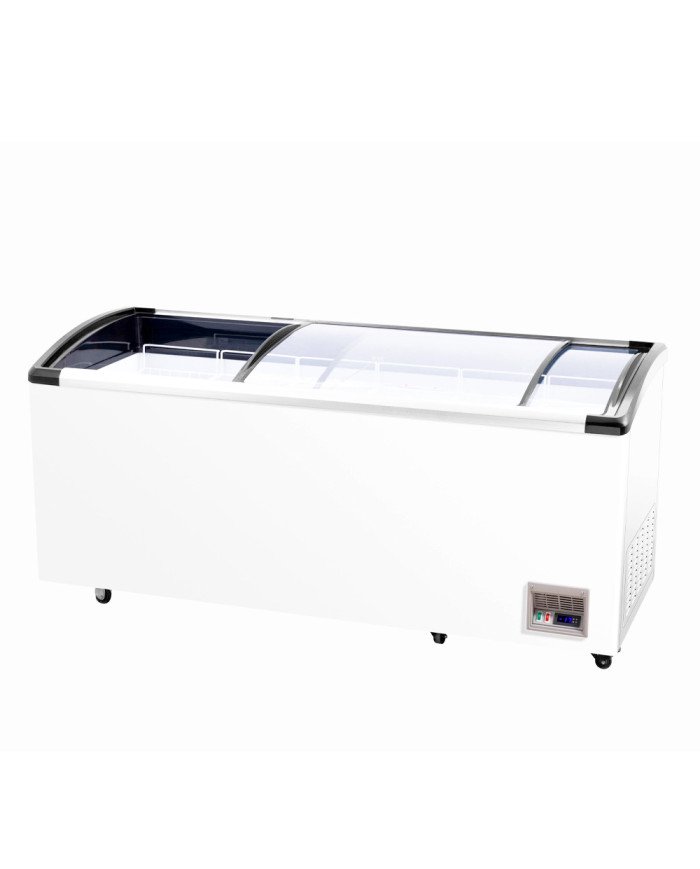 Isla de Congelación 460 Litros con 2 Puertas Correderas Cristal Curvo Blanca | Equipamiento Hostelería