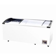 Isla de Congelación 460 Litros con 2 Puertas Correderas Cristal Curvo Blanca | Equipamiento Hostelería