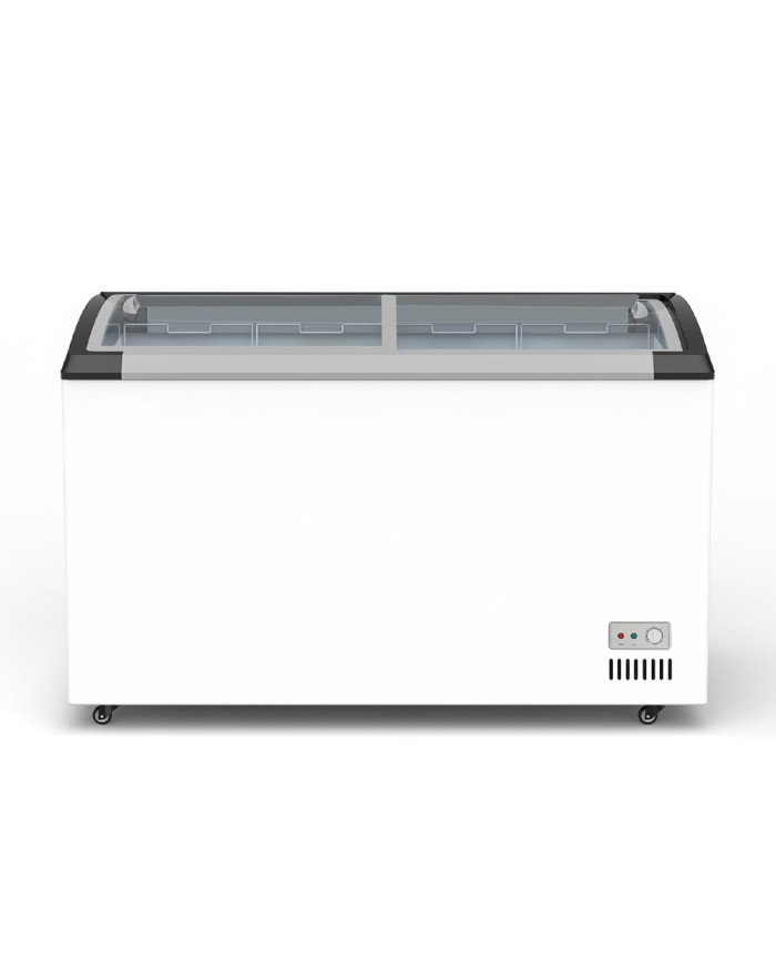 Isla de Congelación para Helados 260 Litros con 2 Puertas Correderas Cristal Curvo Blanca | Equipamiento Hostelería