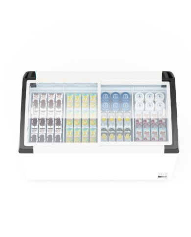 Isla de Congelación para Helados 260 Litros con 2 Puertas Correderas Cristal Curvo Blanca | Equipamiento Hostelería