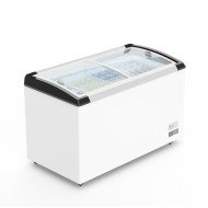 Isla de Congelación para Helados 400 Litros con 2 Puertas Correderas Cristal Curvo Blanca | Equipamiento Hostelería