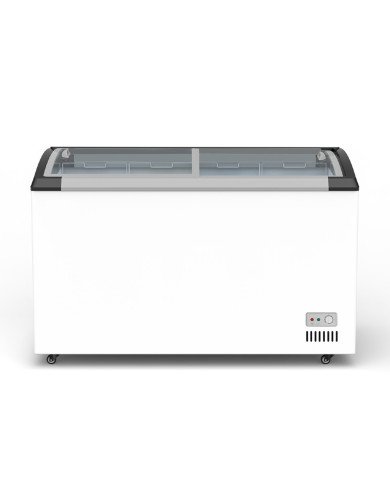 Isla de Congelación para Helados 400 Litros con 2 Puertas Correderas Cristal Curvo Blanca | Equipamiento Hostelería