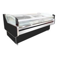 Vitrina Charcutera Expositora Refrigerada con Cristal Bajo Curvo Negra 420 Litros | Equipamiento industrial