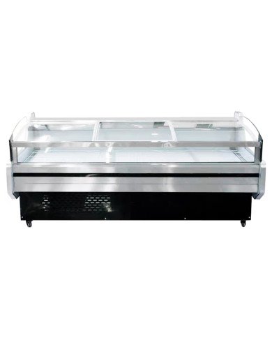 Vitrina Charcutera Expositora Refrigerada con Cristal Bajo Curvo Negra 420 Litros | Equipamiento industrial