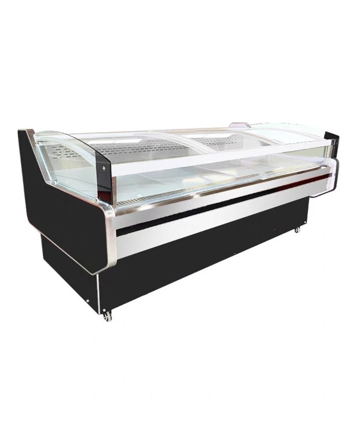 Vitrina Charcutera Expositora Refrigerada con Cristal Bajo Curvo Negra 470 Litros | Equipamiento industrial