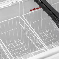 Isla de Congelación 600 Litros con 2 Puertas Correderas Cristal Curvo Blanca | Equipamiento Hostelería