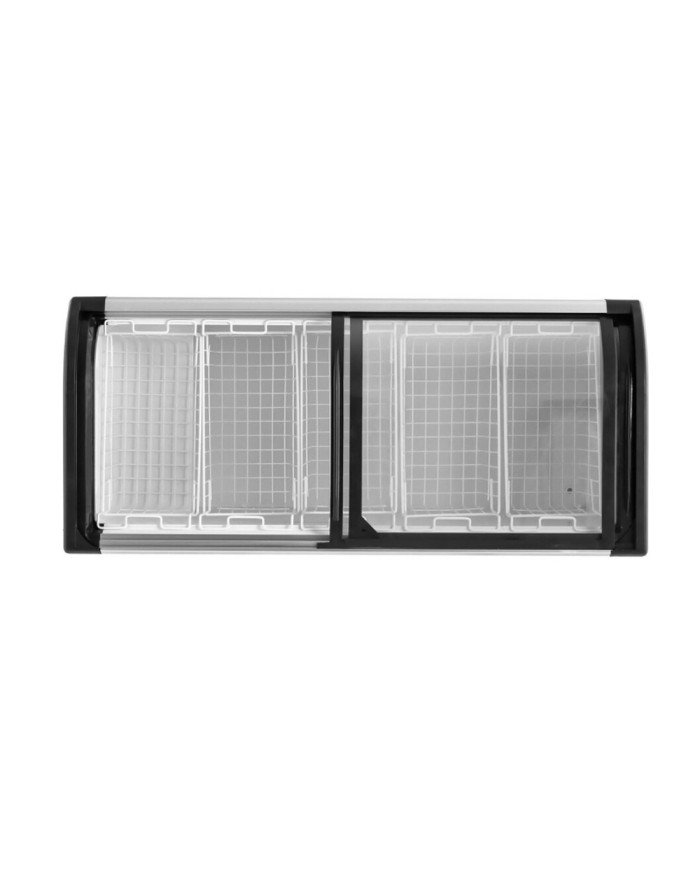Isla de Congelación 600 Litros con 2 Puertas Correderas Cristal Curvo Blanca | Equipamiento Hostelería