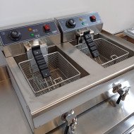 81. Freidora Industrial Eléctrica Doble 10+10 Litros con grifo Sobremesa (CC-76)