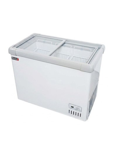 Isla de Congelación 200 Litros con 2 Puertas Correderas Cristal Plano Blanca | Equipamiento Hostelería