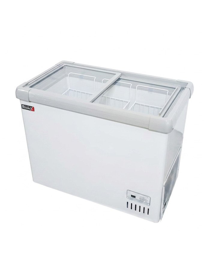 Isla de Congelación 200 Litros con 2 Puertas Correderas Cristal Plano Blanca | Equipamiento Hostelería